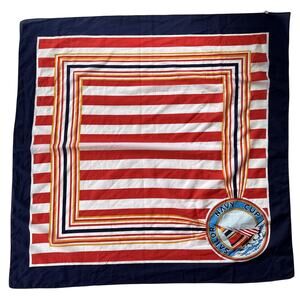 Vintage Nautical Scarf Sailor Navy Cup Red White Blue Stripe Preppy Retro 30”